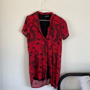 Dragon Print Long Button-Up